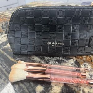 Jo Malone Black Textured Bag with Rose Gold Brushes